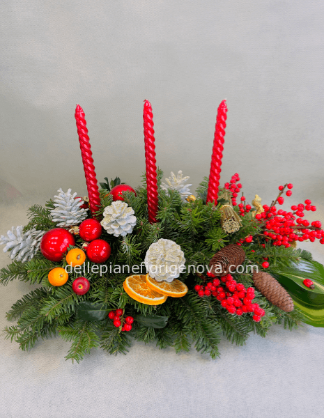 Centrotavola con candele rosso